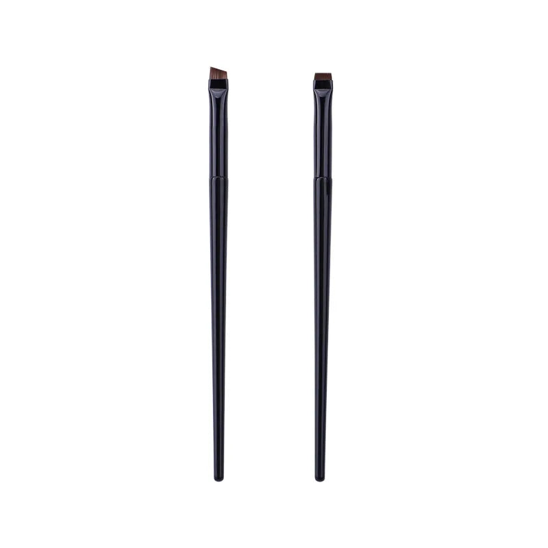 Private Label Angled Eyeliner Brush Wide Flat Fluffy Blending Eyebrow Makeup Brushes 2pcs Small Drawing Eyebrows Tool 25sets Vue black