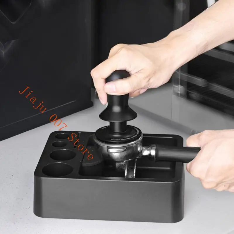 Square Espresso Knock Box with Silicone Pad & Storage Tray Espresso Knock Box Vue