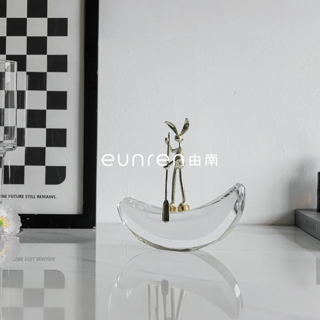 Luxurious Small Gold Rabbit Crystal Ornament Entryway Table Decoration Living Room Bar Cabinet Easter Gift for Her Vue