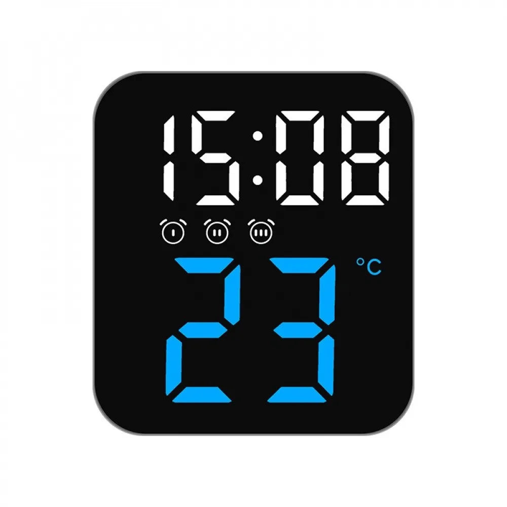 LED Digital Wall/Table Clock Time Temperature Display Alarm Clock Adjustable Brightness Home Desktop Decor Electronic Clock Vue