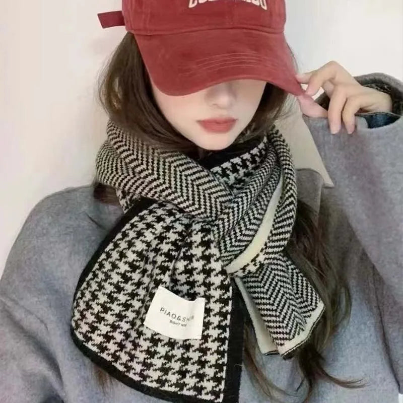 1-8PCS Korean Style Double Sided Thick Knit Scarf for Women Winter Warm Cute Neck Gaiter Student Casual Premium Cozy Gift Vue