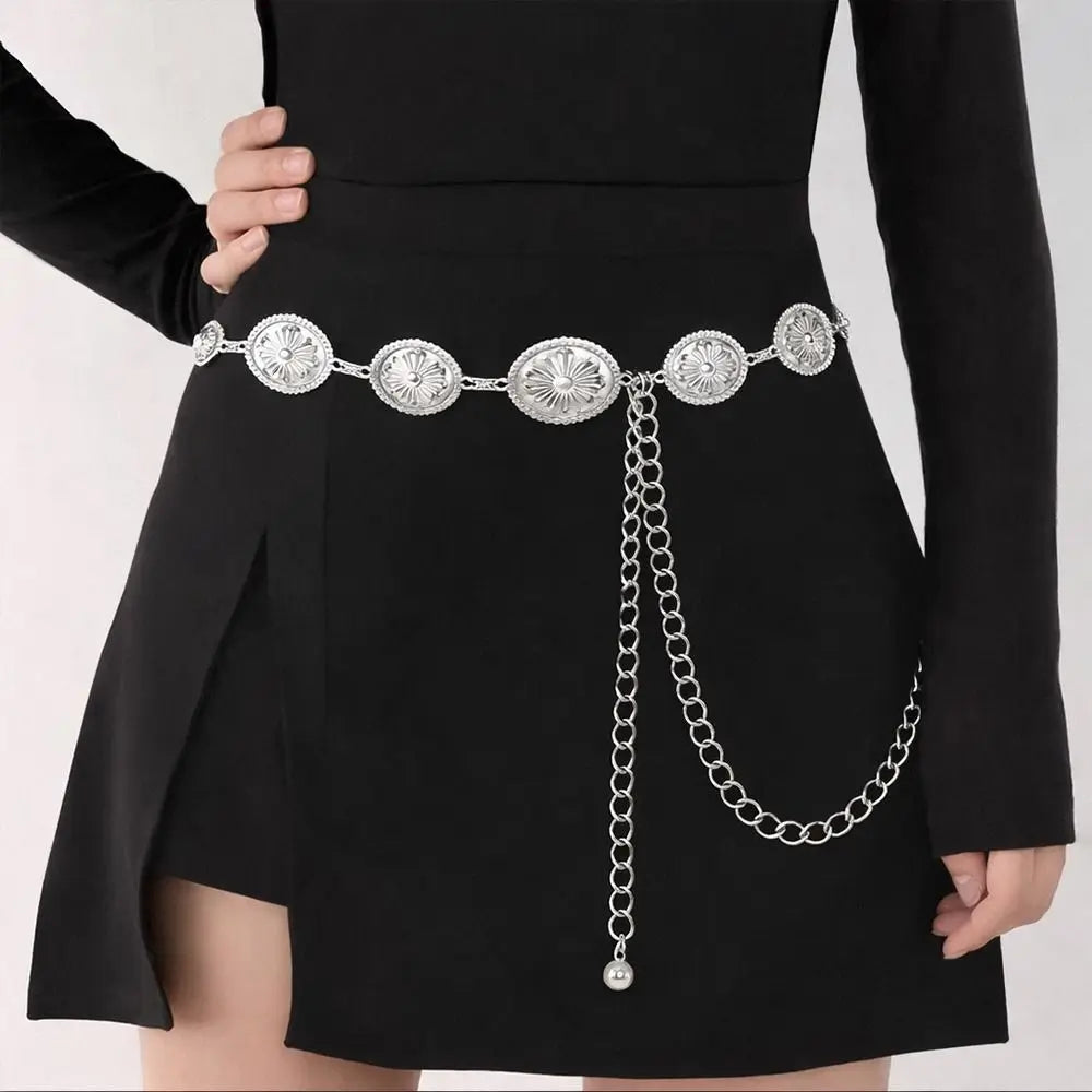 Fashion Gold Silver Waist Chain Metal Belt Adjustable Length Bohemian