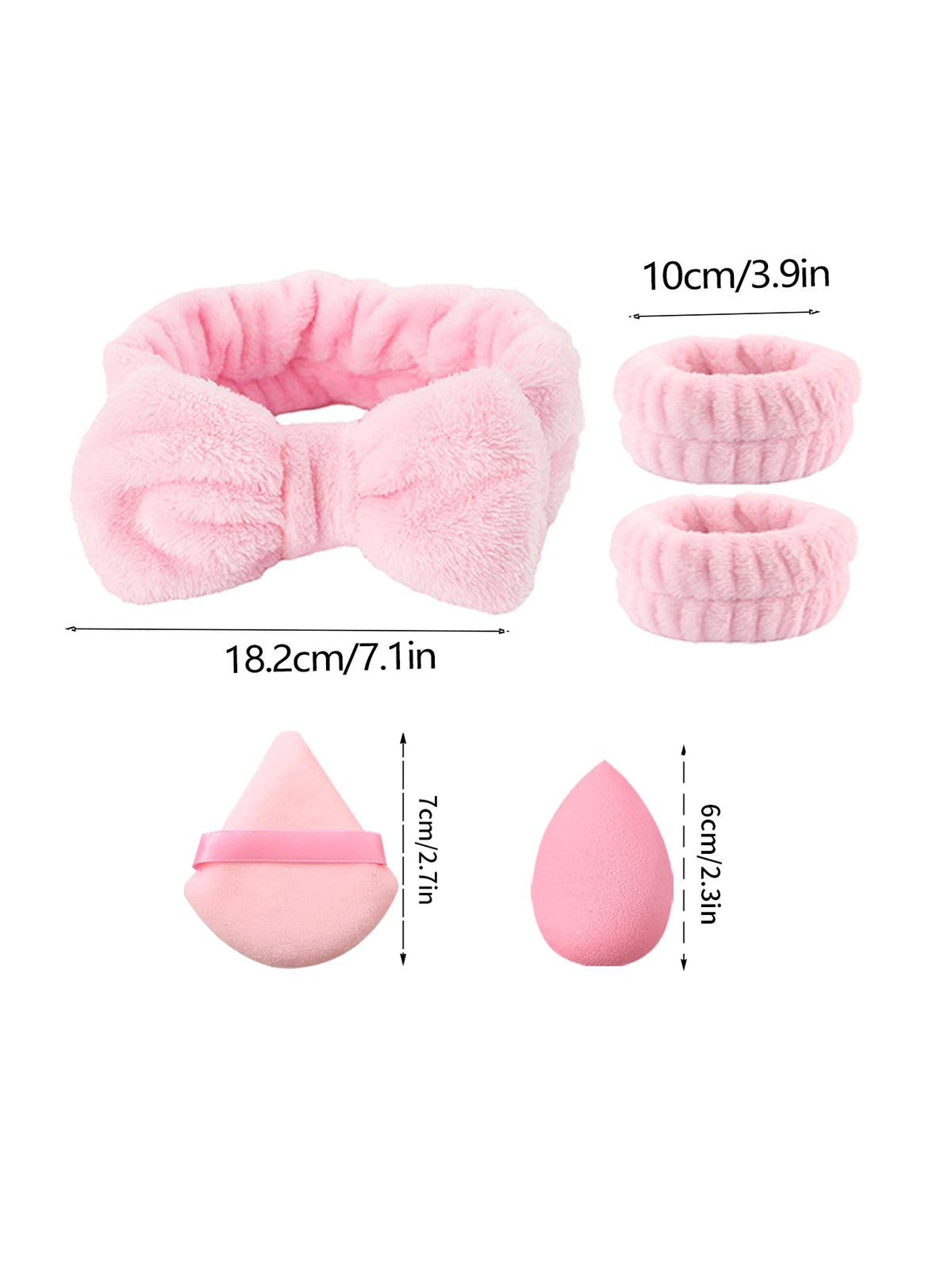 9pcs pink beauty tools, super soft hair tie, wrist strap + dry and wet dual-purpose makeup sponge, egg triangular powder puff Vue