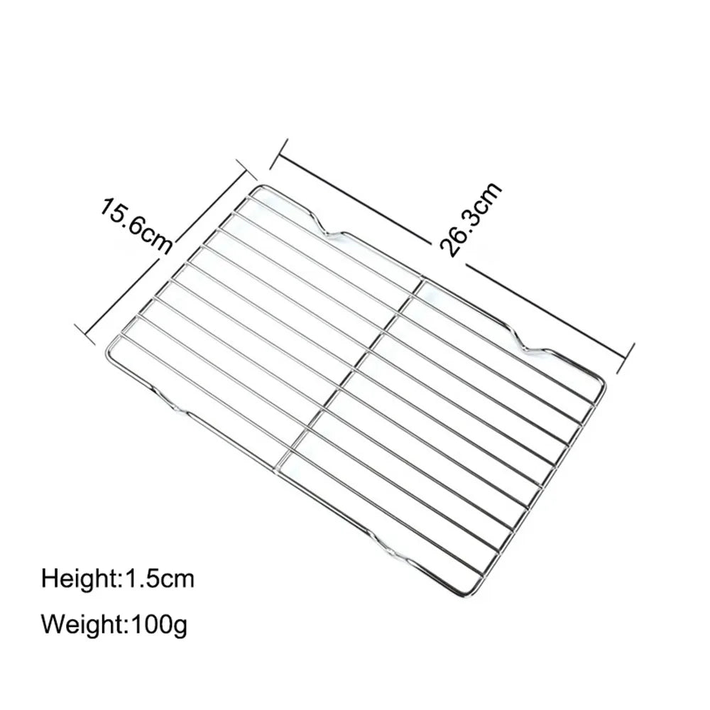 Stainless Steel Cooling Rack Non-stick Silver BBQ Tray Barbecue Vue 26.3x15.6cm