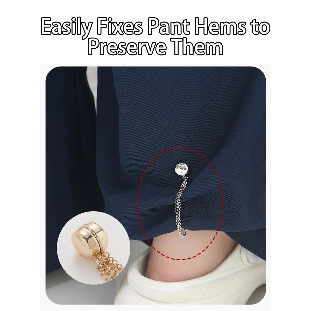 6cm Magnetic Shirt Clips w/Chain, Multi-Function Anti-Wrinkle Clothing Fasteners, Adjustable Magnetic Clasps for Blouses Sleeves Vue