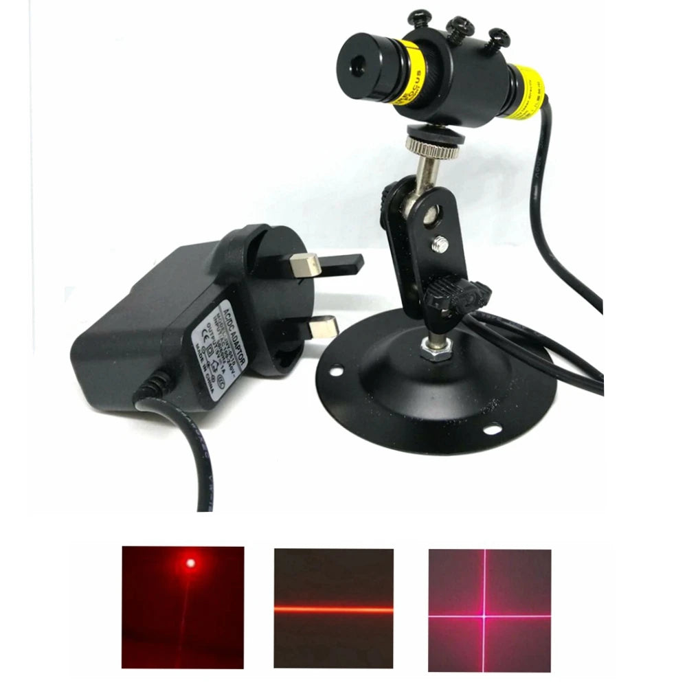 Focusable 648nm 650nm 10/50/100/150/200/250mW Red Dot Line Cross Laser Diode Locator Module 16x68mm 5V Power Adapter Vue 10mw Dot UK Plug
