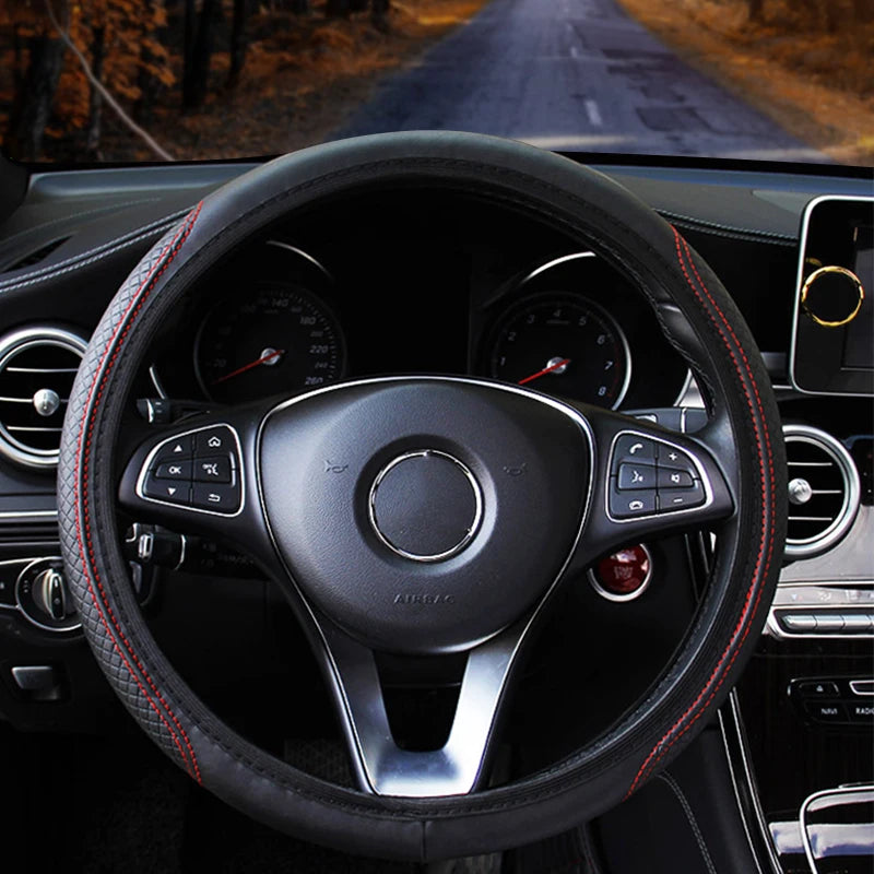 Universal Car Steering Wheel Cover Microfiber Leather Protection Cover Anti Slip Breathable for 37-39cm Steering Wheel Protector Vue