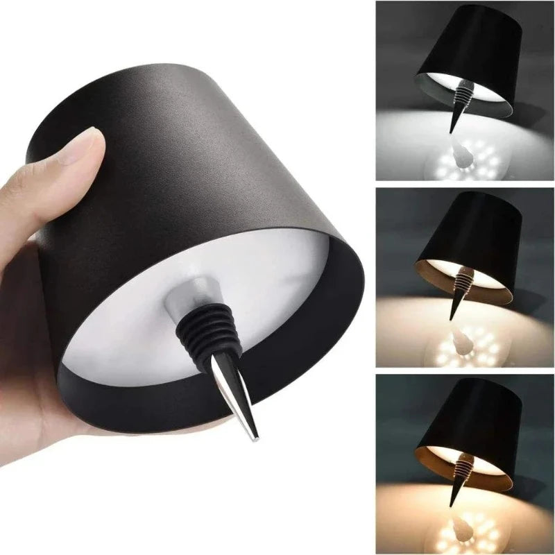 USB Charge Bottle Table Lamp Touch Control of 3 Colors and Stepless Dimming Night Lamp Suitable for Bar Wine Bottles Desk Lights Vue