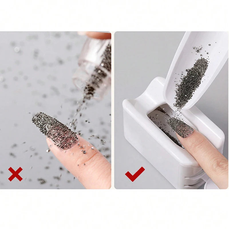 1PC Double Layer Glitter Powder Recycling Box White Color Nail Art ManicureTools For DIY Nail Storage Portable Container 2022 Vue