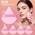5Pcs Triangle Velvet Makeup Puff Pink Wedge Shape Makeup Sponge Puffs With Strap Soft Foundation Setting Powder Applicator For F Vue Pink
