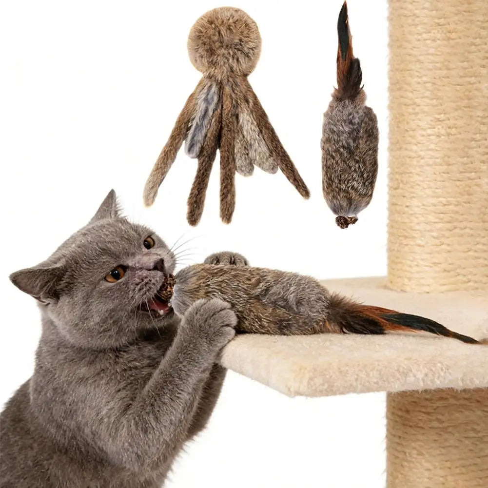 Faux Rabbit Fur Interactive Pet Toys for Cats & Dogs Kitten Hunting Toy Soft Plush Fluffy Cat Kicker Toy Vue