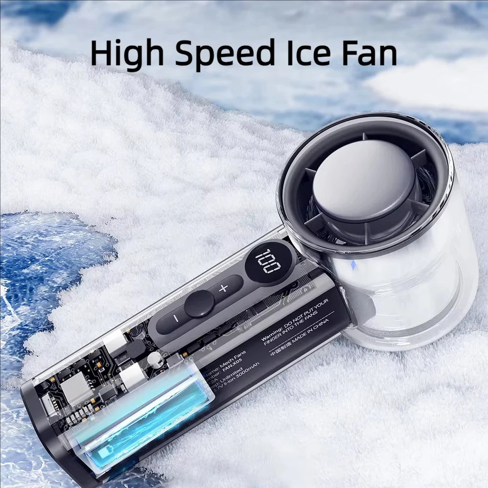 Semiconductor Refrigeration High-speed Handheld Electric Fan 3000mAh USB Portable Rechargeable Outdoor Small Fan Vue