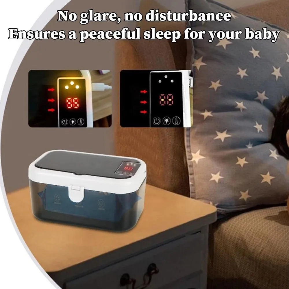 Quick Heating Baby Wipe Warmer Case Digital Display Small Wet Towel Dispenser USB Charging Dispenser Car Napkin Heating Box Vue
