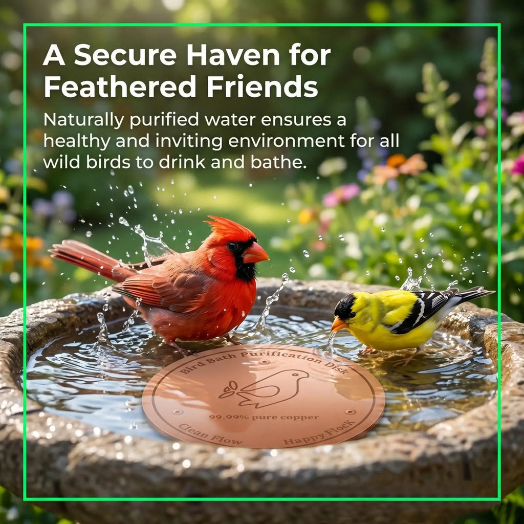 Copper Bird Bath Disc Triple-Point Support Birdbath Water Plate Cleaner Copper Cleaning Discs for Outdoors Porch Courtyard Vue