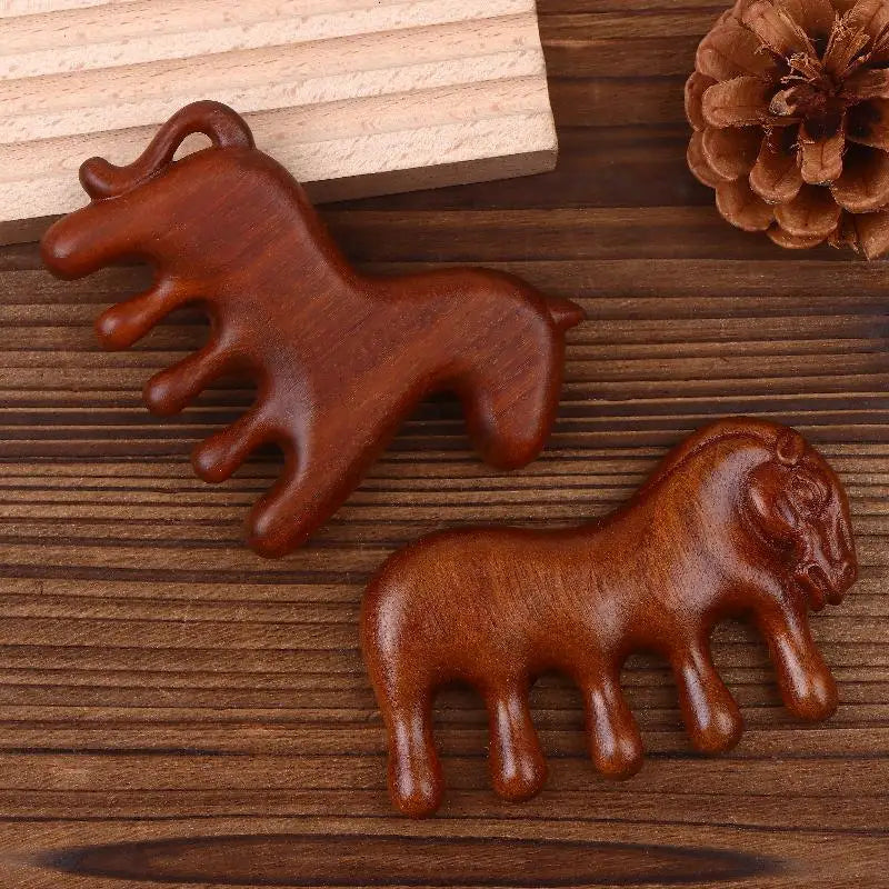 Sandalwood Horse Meridian Massage Comb Hair Comb Scalp Relax Acupoint Massager Portable Wooden Handle Comb Anti-static Styling Vue