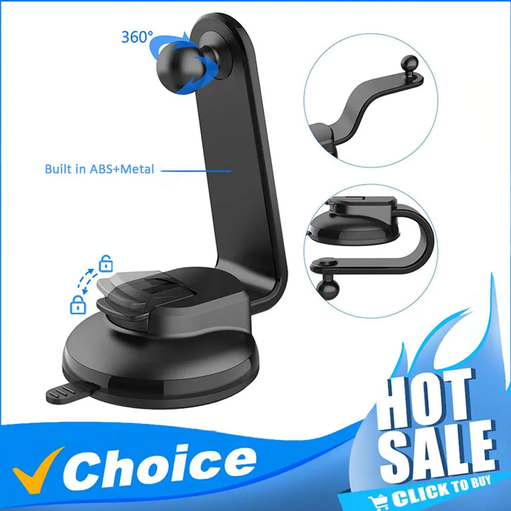 Accessories: Suction Cup Car Phone Bracket - 17mm Universal Ball, Telescopic Arm & Foldable Vue