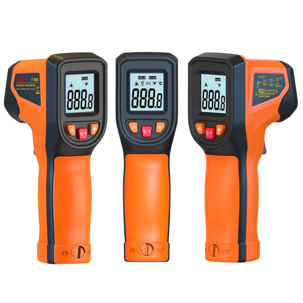 NJTY T600 Infrared Thermometer Handheld Heat Temperature For Cooking Tester Pizza Oven Grill & Engine - Laser Surface Temp Read Vue
