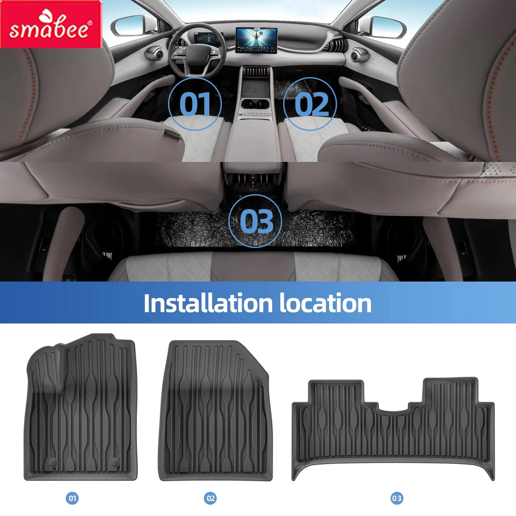Smabee for BYD Atto 3 Atto3 YUAN PLUS 2022-2024 TPE Car All-weather Floor Mats Cargo Liner Trunk Pad Backrest Liner Accessories Vue