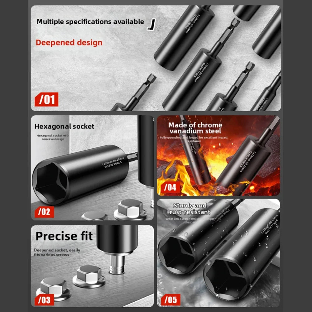 110mm Deep Socket Wrench | Chrome Vanadium Hex Nut Key Deep Socket Wrench Vue