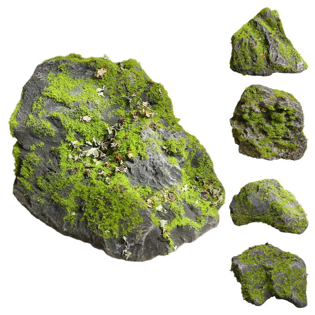 5 styles Artificial Moss Boulders, Faux Rock Decor for Garden Aquarium Terrarium, Fake Stone Landscape for Outdoor Yard Pond Vue