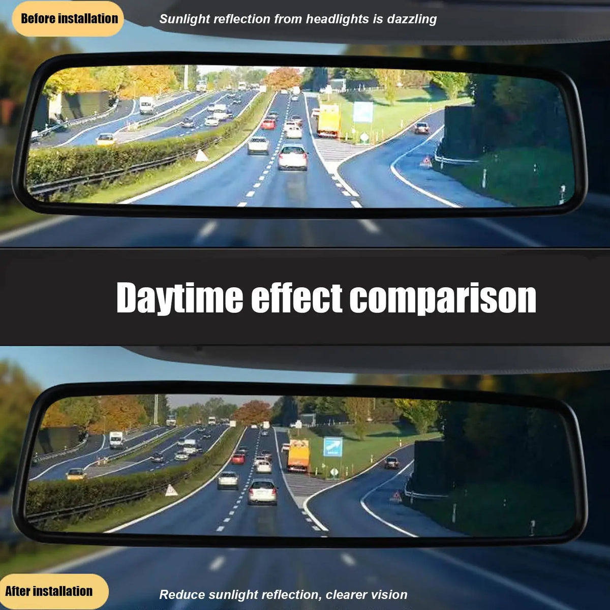 PET Anti-glare Car Interior Mirror Film Auto Night Reversing Glare Protection Sticker Accessories Rearview Mirror Anti Fog Film Vue