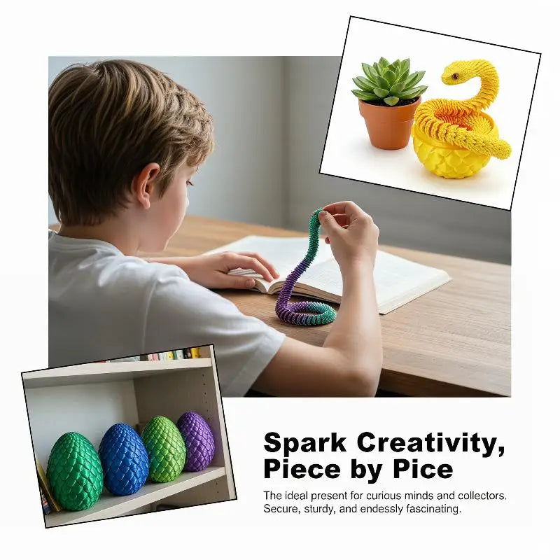 3D Printed Snake Egg Mobility Simulate Ornament Cool Funny Figurine