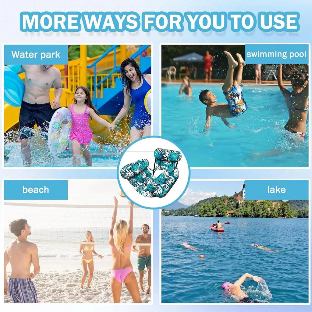 Heavy Duty Portable Inflatable Water Hammock Lounge Chair with Headrest Pool Float for Beach Lake River Outdoor Summer Vacation Vue
