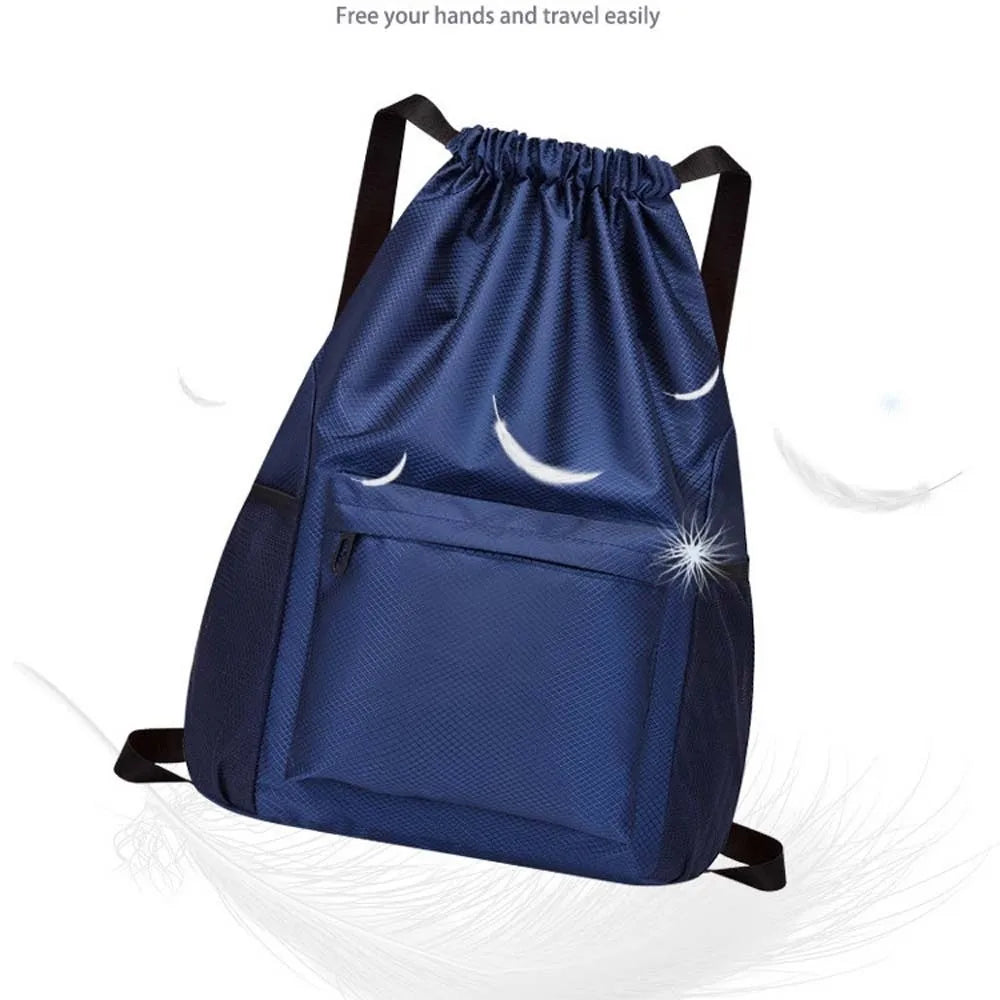 Portable Gym Drawstring Bag Quick Drying Large Capacity Oxford Cloth Backpack Adjustable Straps Anti-splash Water Vue