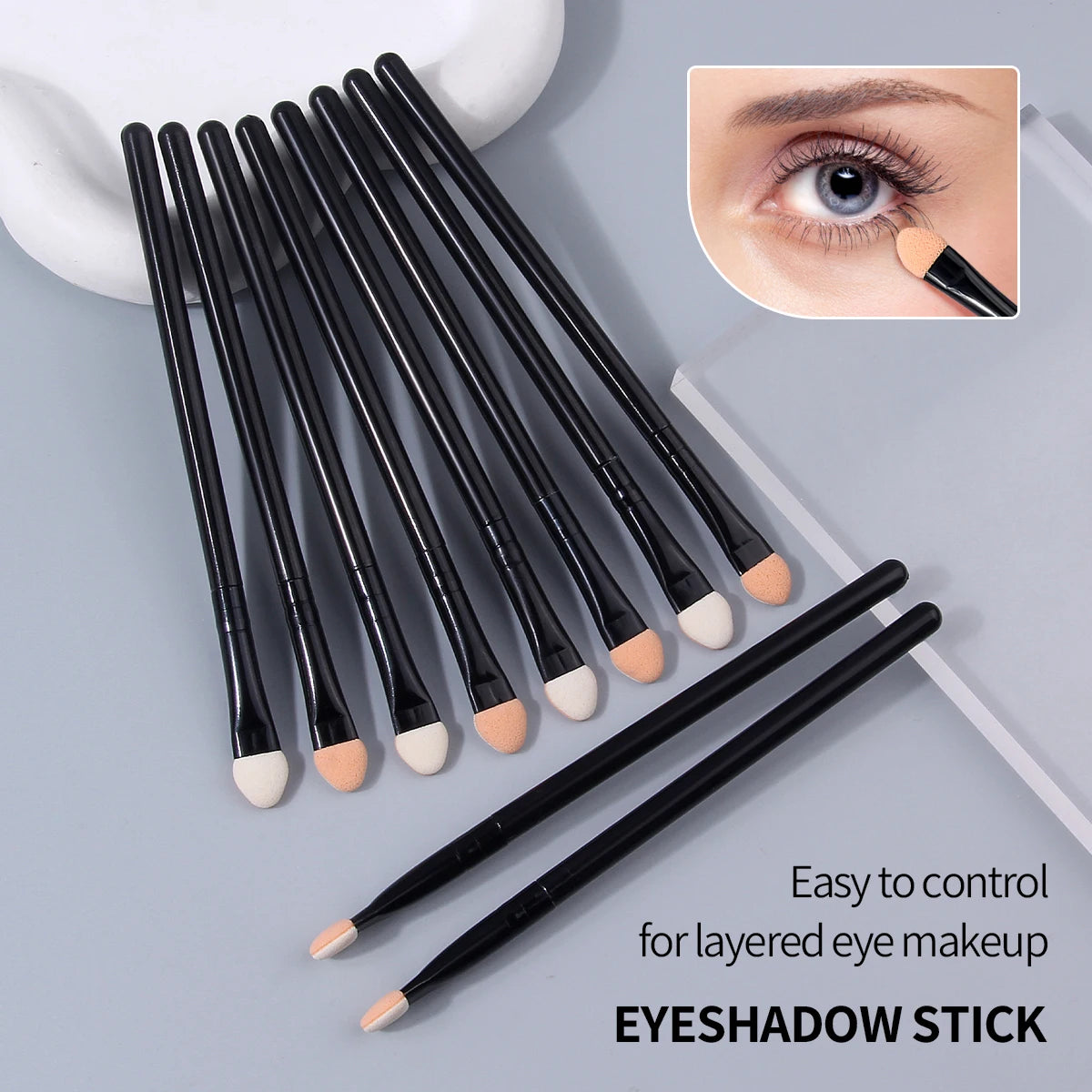 Hot Sale 10PCS Eyeshadow Sponge Brushes Reuse Applicators for Precise Eye Makeup Free Shipping Eye Makeup Applicators Vue