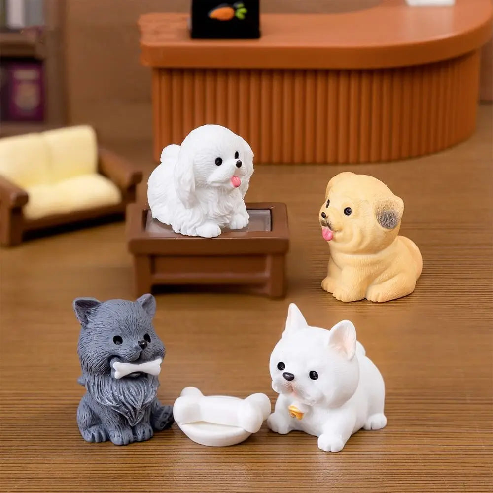 Resin Cute Dog Figurines Miniatures Handmade Realistic Micro Landscape Ornaments Cartoon Funny Animal Figurines Balcony Vue