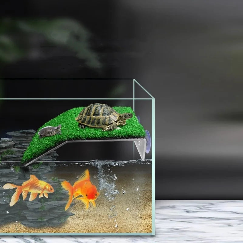 Aquarium Lawn Turtle Sun Terrace Turtle Climbing Platform Reptile Basking Resting Terrace Simulation Grass Turtle Ramp terrario Vue