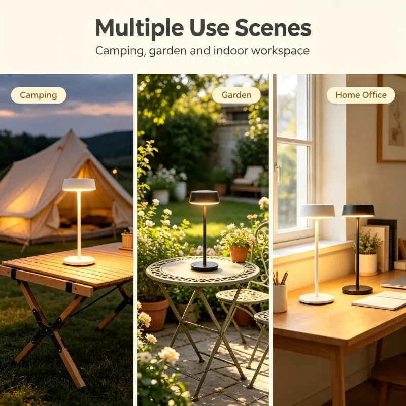 Waterproof Solar Table Lamp, Cordless Rechargeable LED Camping Light for Garden Patio Outdoor Decor Vue