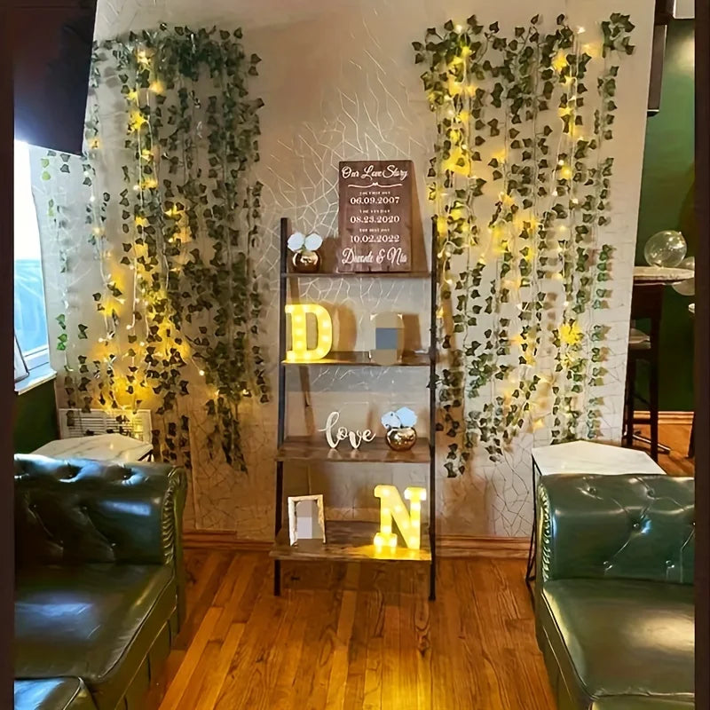 Artificial Ivy Vine LED String Lights, Green Hanging Ivy Leaf Fairy Lights for Indoor Outdoor Home Garden Party Decoration Vue