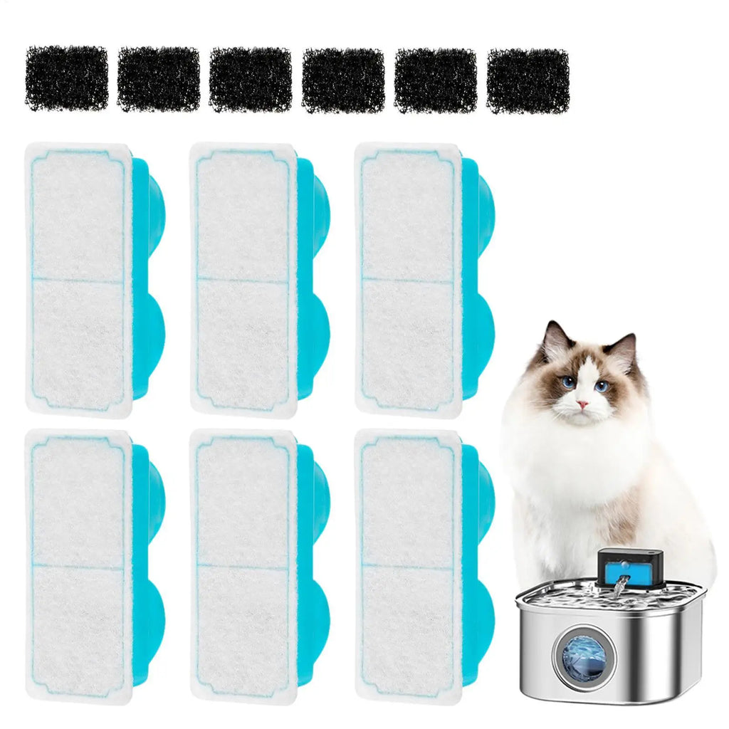 Cat Water Fountain Filter Replacement, Odor Remover with Sponge, Compatible with Most Pet Drinking Dispensers for Fresh Water Vue