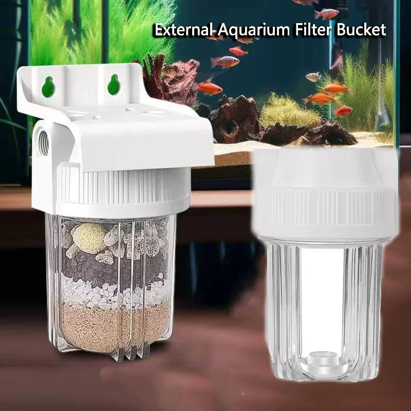 Explosion-proof External Aquarium Canister Sponge Filter Bucket No Pump Suitable for Small Fish Tanks Wall Mounted Filter Vue