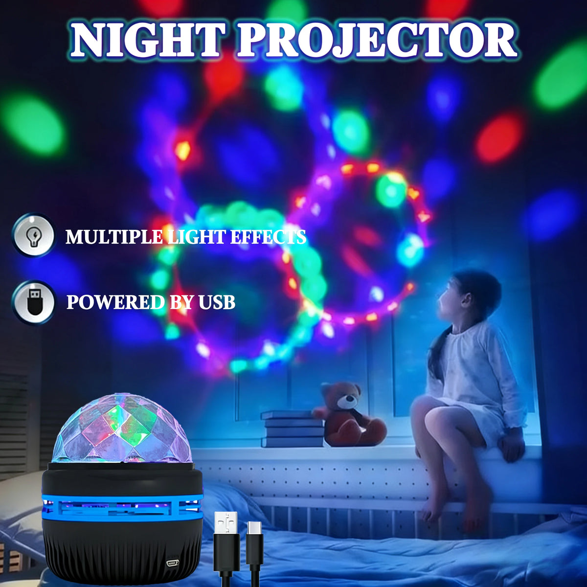 LED Projector Light Starry Sky Night Light USB Rechargeable Aurora Projection Lamp For Bedroom Home Party Decor Vue Crystal No Remote