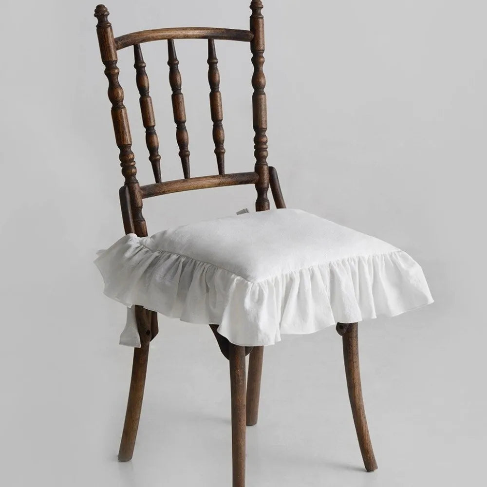 Home Decor Vintage Ruffled Chair Cover Soft Comfortable Chair Cushion Covers Anti-dirty with Ties Chair Slipcover Dining Chair Vue