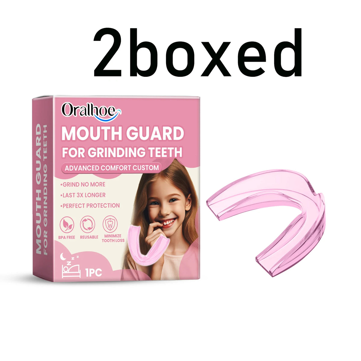 Silicone Mouth Guard: Nighttime Anti-Biting and Anti-Grinding Teeth Protector for Children's Dental Protection Vue 2boxed