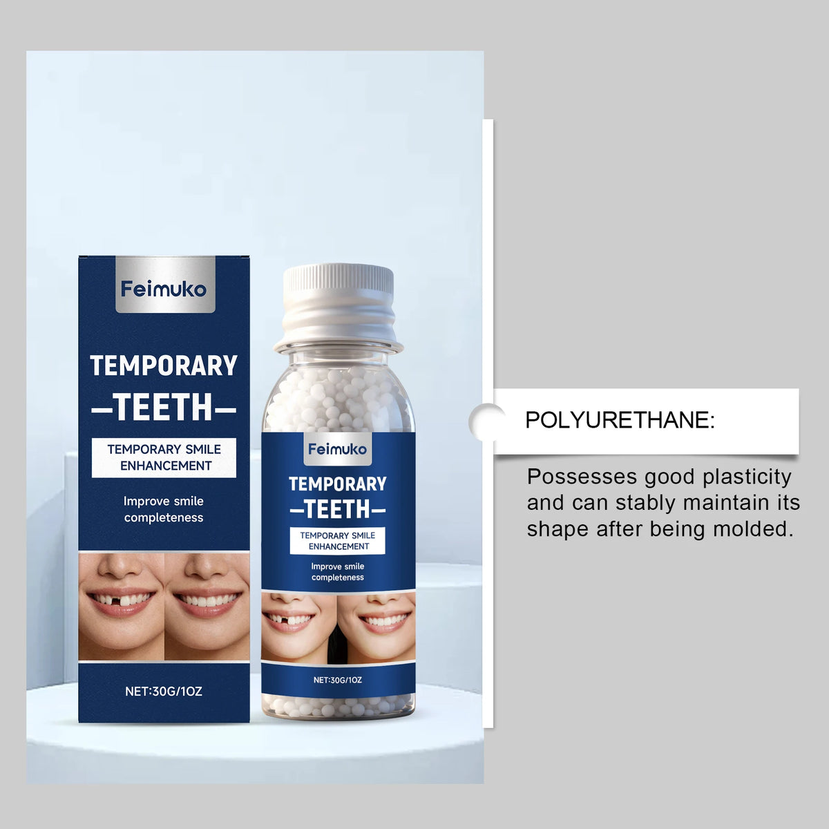 Solid Dental Gel, Natural Appearance, Comfortable Fit, Beautiful Teeth Modification, Daily Portable Solid Dental Gel Vue