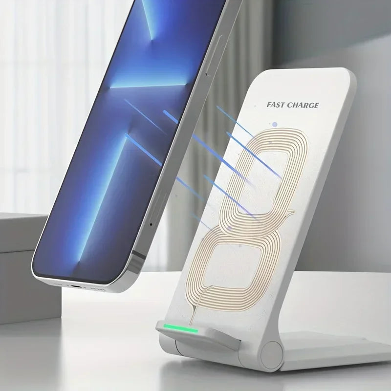 Foldable 30W Wireless Charger Stand Pad For iPhone 16 15 14 13 12 Pro X XS 8 Samsung Xiaomi Induction Fast Charging Dock Station Vue