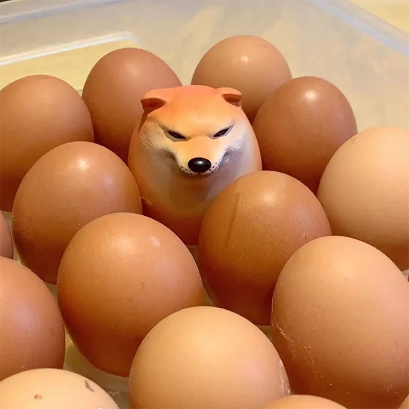 1PCS Creative Shiba Inu Realistic Egg Shape PVC Desk Decor Dog & Egg Union Decorations For Home Offices Fun Gifts Vue