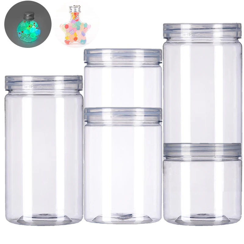 Clear Sealed Tank Jar Lid Circular Storage Bucket Cans Nut