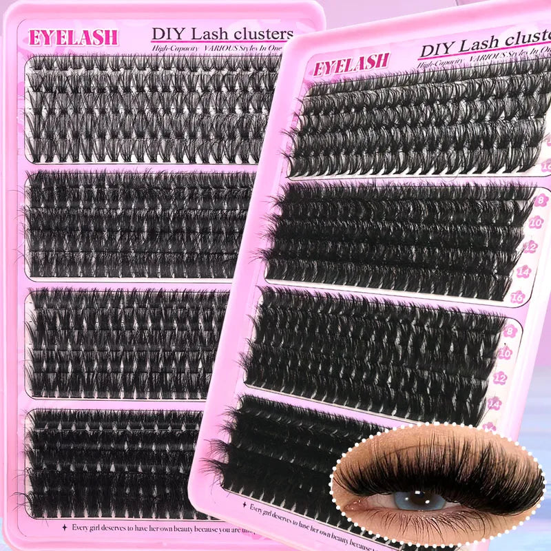 400/320pcs Fluffy Lashes Clusters Individual Eyelash Extensions 4 Styles Mixed 40D 60D 80D 100D 5D Thick Fluffy Lashes Clusters Vue