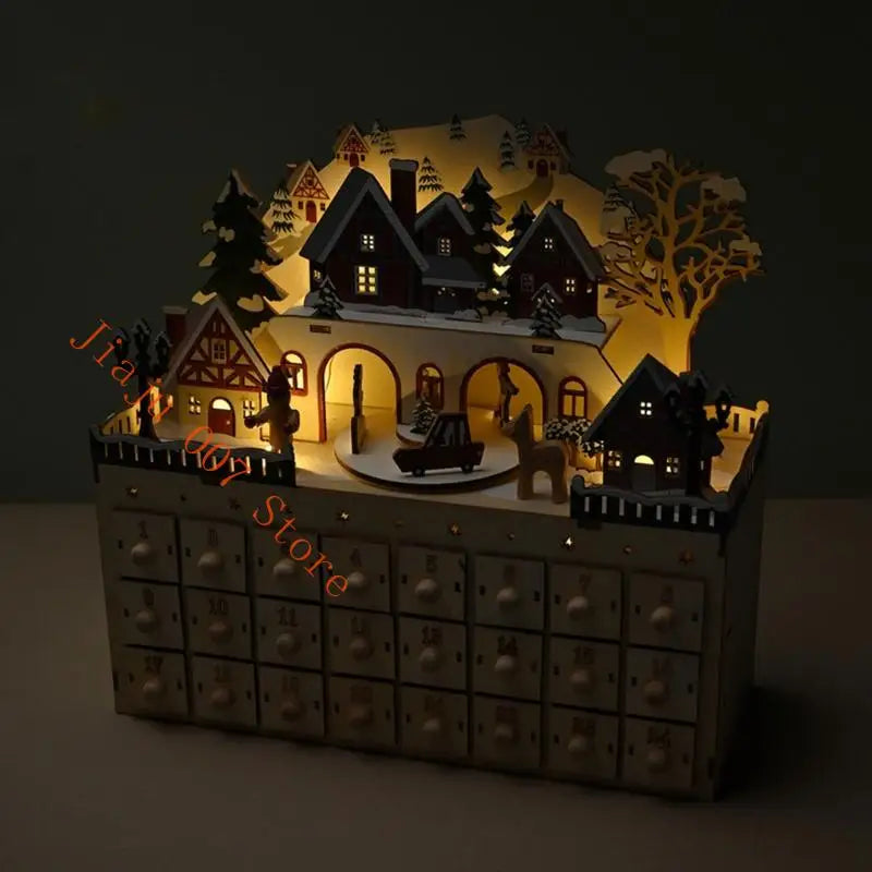 Hand Carved Wooden Advent Calendar Cabinet – 24 Drawers Advent Calendar Cabinet Vue