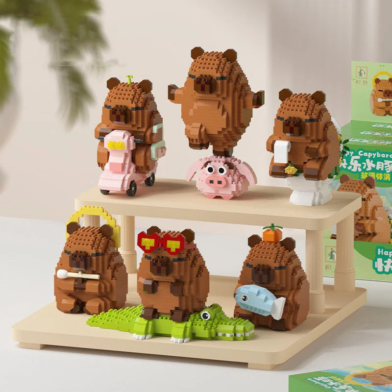 Lovely Cartoon Animals Nanobricks Capybara Micro Diamond Block Construction Model Building Bricks Educational Toys For Kids Gift Vue