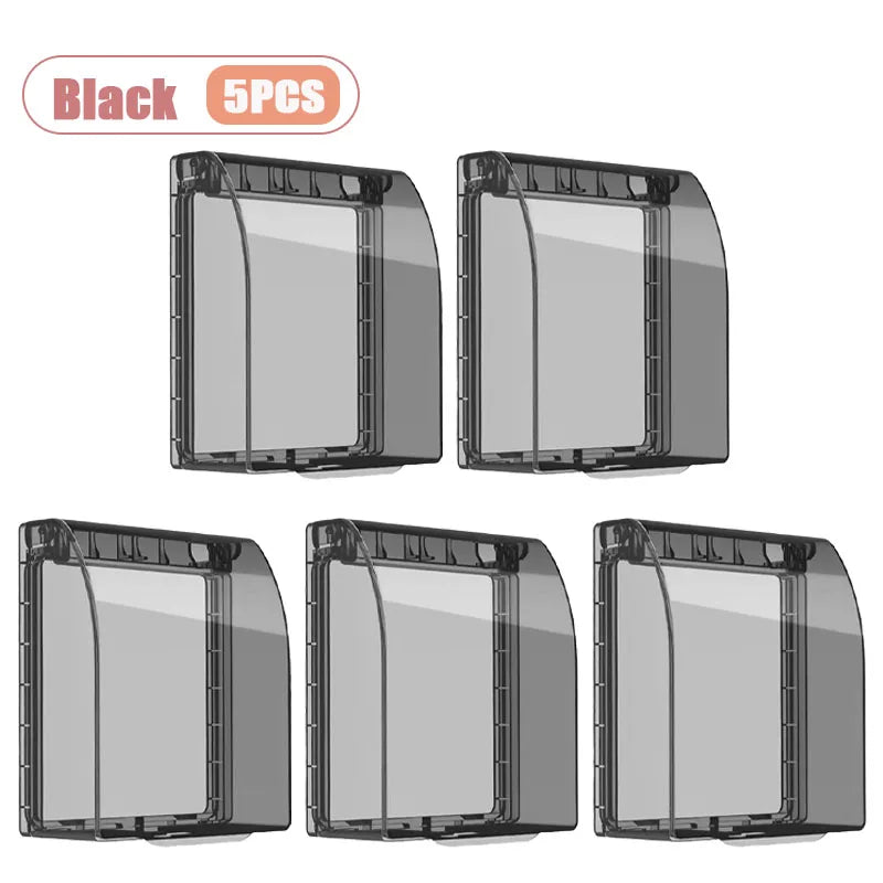 1-20PCS Universal Splash Proof Waterproof Box Cover for Bathroom Outlet Switch Protector for Shower Socket Shield Removal Vue Black-5PCS