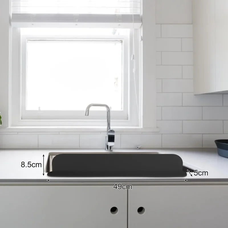 Black Reusable Silicone Sink Splashback Dishwashing Stopper Kitchen Splashback Sink Stopper Countertop Protector Easy To Install Vue
