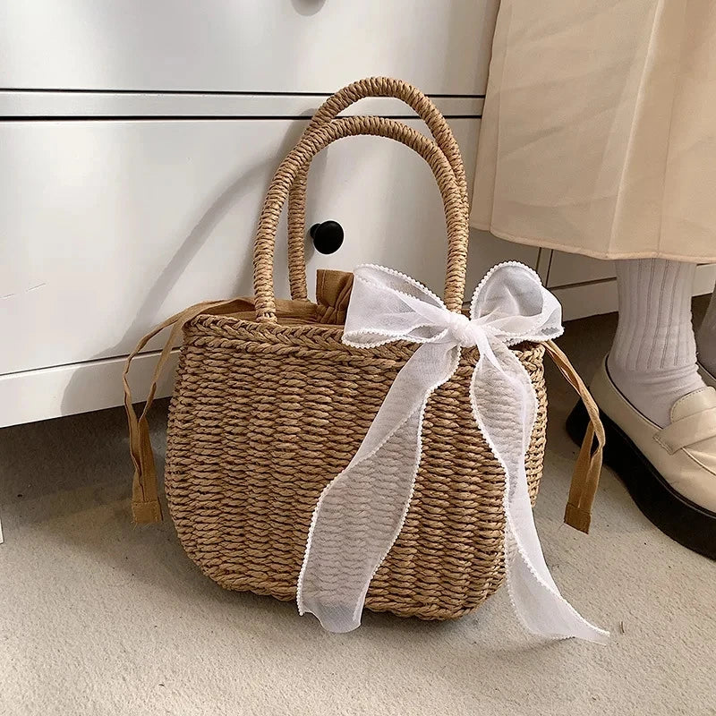 Straw Bags Women Summer Rattan Bag Handmade Woven Beach Bohemia