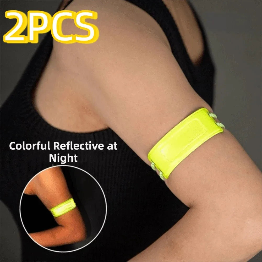 2Pcs Adjustable Reflective Armband Comfortable Night Running Reflective Wristband Sport Tape Reflective Strips Cycling Vue