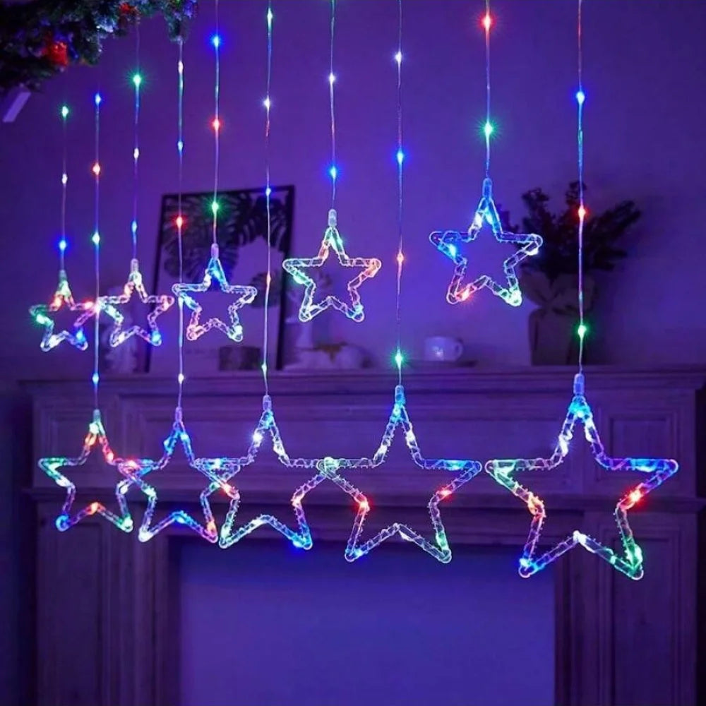 1PC 3M Star Curtain Light Christmas Ramadan Atmosphere Decorative Light USB Eight Modes Romantic Creative Luminous Light String Vue